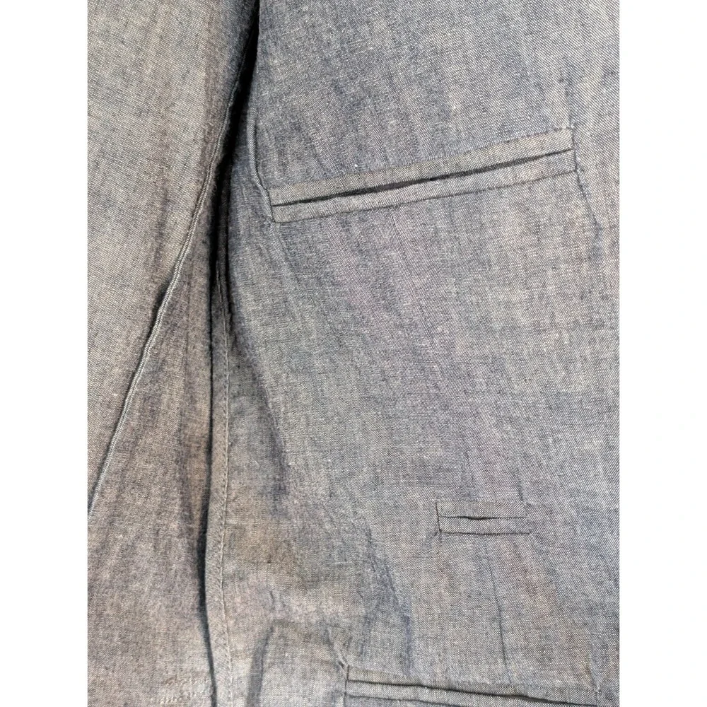 J.CREW Ludlow Navy Blue‎ Grey Chambray Blazer Cotton Unstructured Men Small 38R